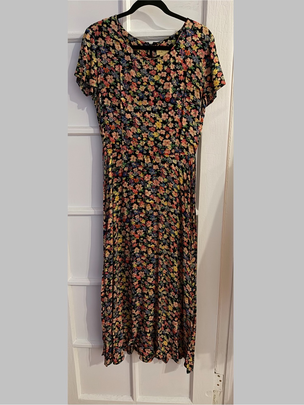 The Limited Black and Bright Multicolor Floral Print Midi Dress